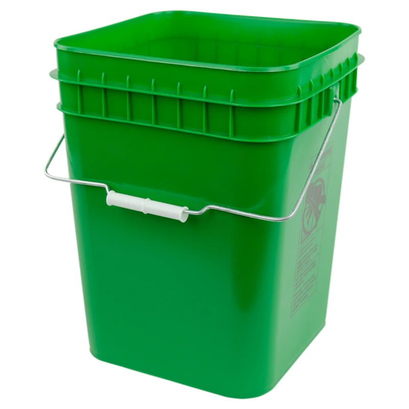 Economy Green HDPE 4 Gallon Square Bucket (Lid Sold Separately)