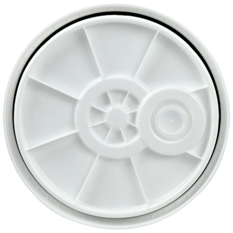 UN Rated White 5 Gallon Bucket w/Metal Handle & Lid w/Rieke Pour Spout
