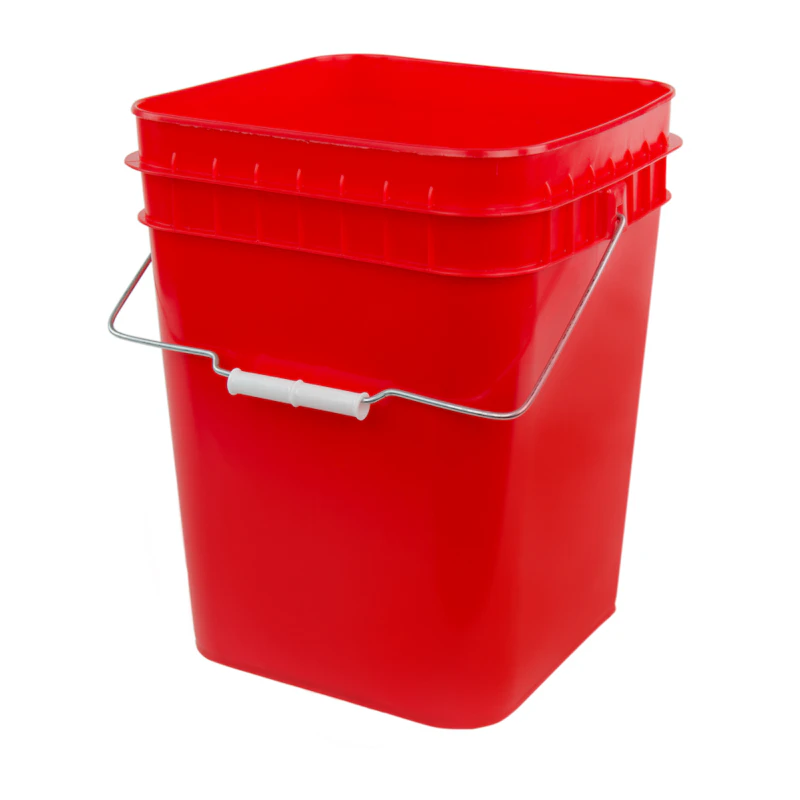 Economy Red HDPE 4 Gallon Square Bucket (Lid Sold Separately)