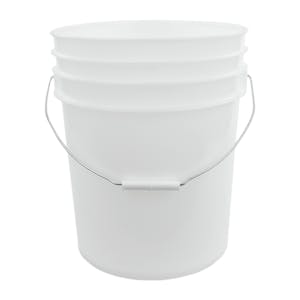 5 Gallon Natural HDPE Premium Round Bucket with Wire Bail Handle & Plastic Hand Grip (Lid sold separately)