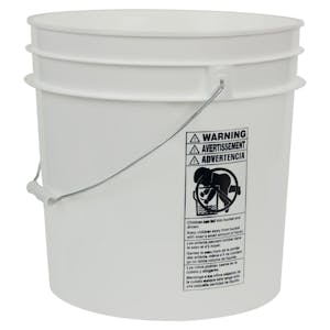4-1/4 Gallon White HDPE Premium Round Bucket with Wire Bail Handle & Plastic Hand Grip (Lid sold separately)
