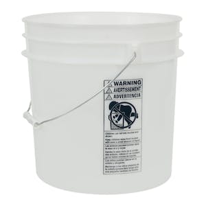4-1/4 Gallon Natural HDPE Premium Round Bucket with Wire Bail Handle & Plastic Hand Grip (Lid sold separately)