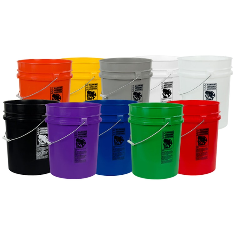 5.25 Gallon Colored HDPE Buckets & Lids