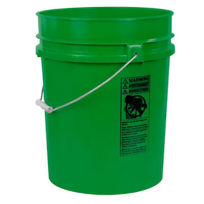 5-1/4 Gallon Green HDPE Premium Round Bucket with Wire Bail Handle & Plastic Hand Grip (Lid sold separately)