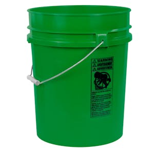 5-1/4 Gallon Green HDPE Premium Round Bucket with Wire Bail Handle & Plastic Hand Grip (Lid sold separately)