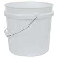2 Gallon White HDPE Standard Round Bucket with Wire Bail Handle & Plastic Hand Grip (Lid sold separately)