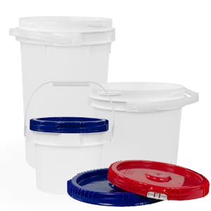 2.5 Gallon White Plastic Pail w/Plastic Handle, Threaded Opening, Lite  Latch, UN Rated