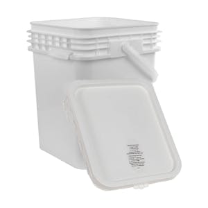 2.5 Gallon White Plastic Pail w/Plastic Handle, Threaded Opening, Lite  Latch, UN Rated