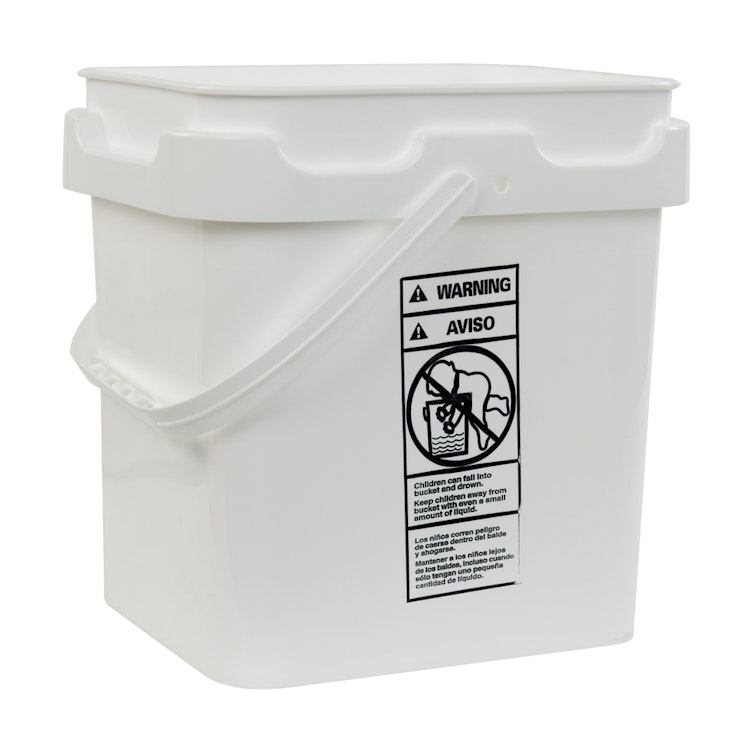 4-1/4 Gallon White HDPE Premium Round Bucket with Wire Bail Handle &  Plastic Hand Grip (Lid sold separately)