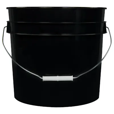 3-1/2 Gallon Black HDPE Economy Round Bucket with Wire Bail Handle & Plastic Hand Grip (Lid sold separately)