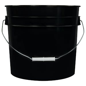 3-1/2 Gallon Black HDPE Economy Round Bucket with Wire Bail Handle & Plastic Hand Grip (Lid sold separately)