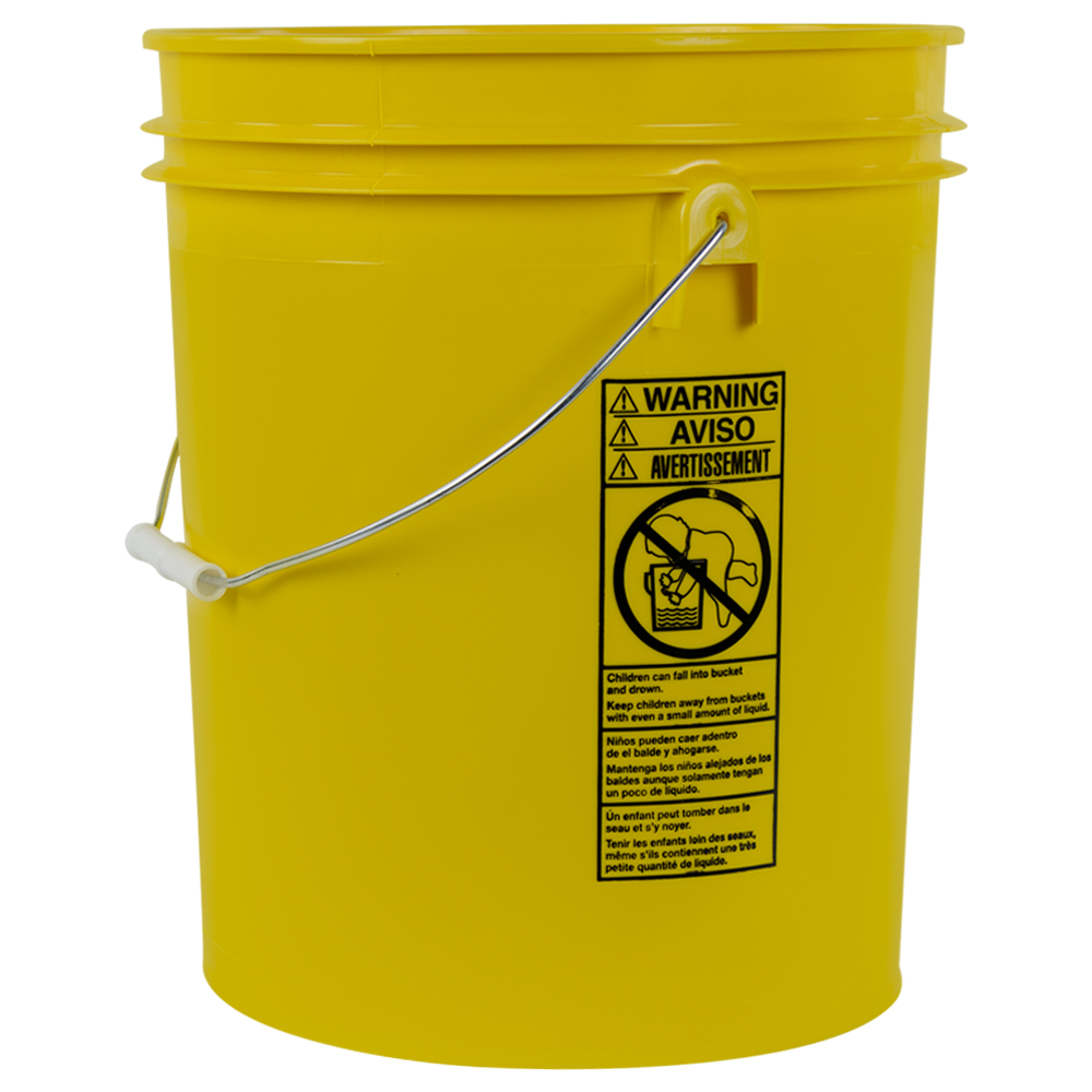 small yellow plastic buckets