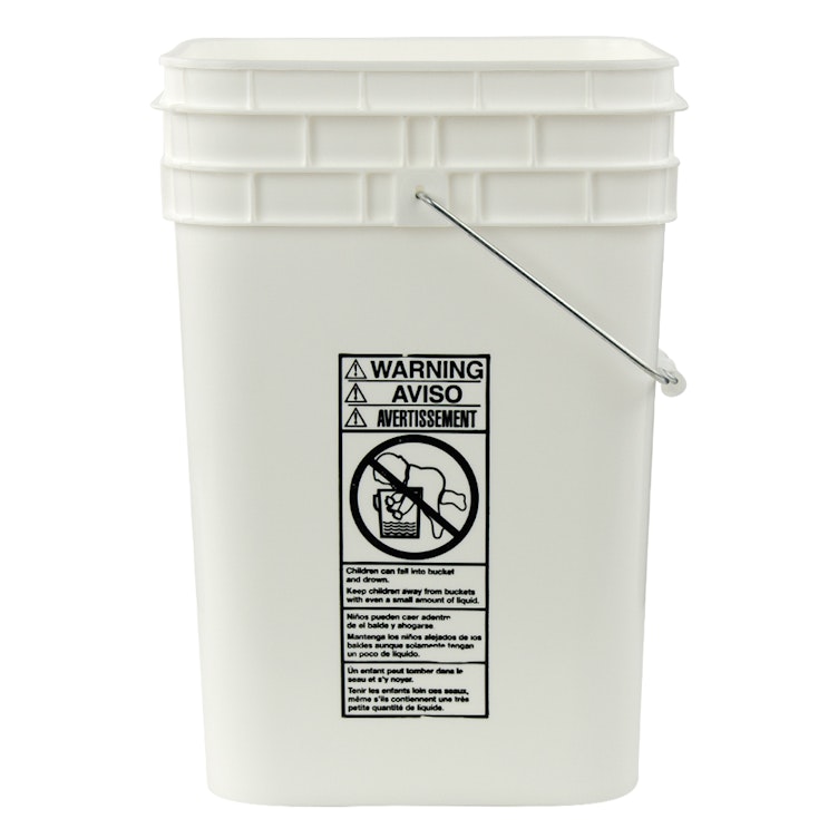 4-1/4 Gallon White HDPE Square Bucket (Lid Sold Separately)