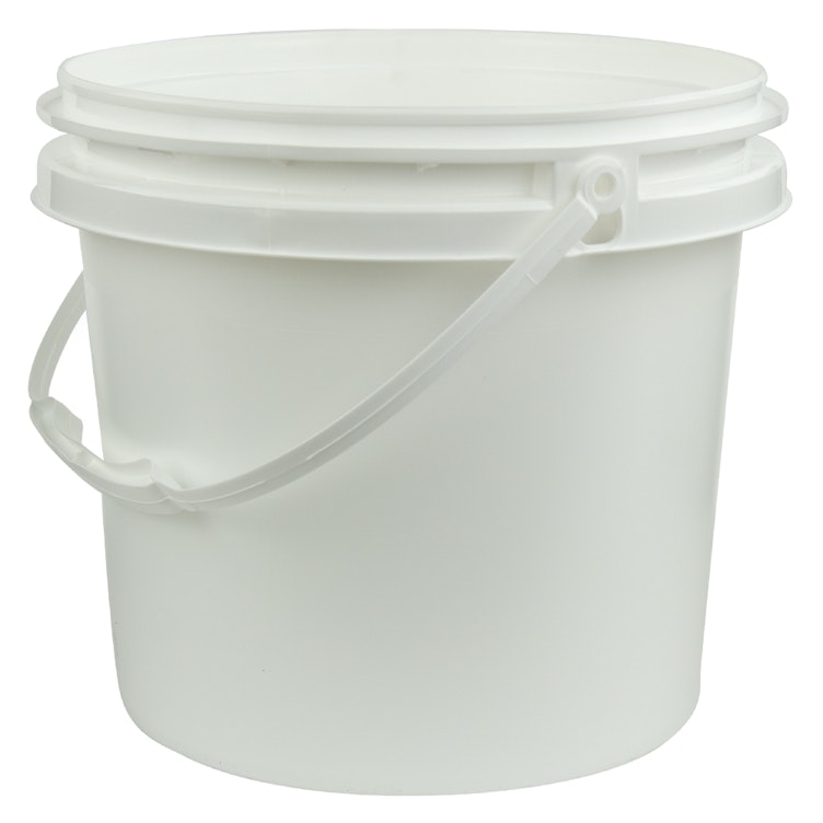3 Gallon Food Grade White Plastic Bucket with Handle and Lid, Portable Plastic Pail, Size: 27 x 27