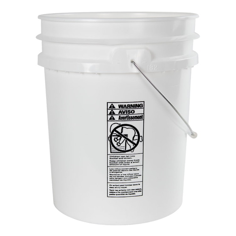 5gal White HDPE Plastic Un Rated Buckets (Lid Not Included) - White BPA Free