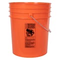 5 Gallon Orange HDPE Premium Round Bucket with Wire Bail Handle & Plastic Hand Grip (Lid sold separately)