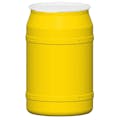 55 Gallon Yellow Straight-Sided Open Head Poly Drum with Plain Lid & Plastic Lever-Lock Ring
