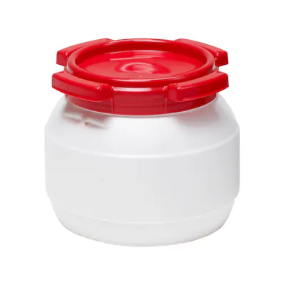 1 Gallon White UN Rated HDPE Wide Mouth Drum with Red Lid - Stackable