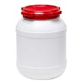 6.9 Gallon White UN Rated HDPE Wide Mouth Drum with Red Lid - Stackable