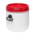 6.9 Gallon White UN Rated Open Drum with Red Lid & Hand Grip