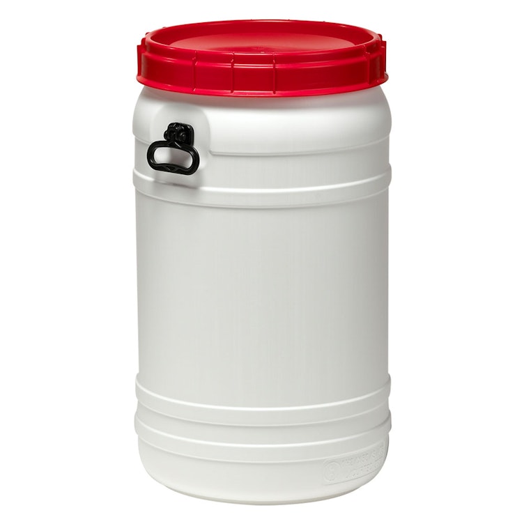 1 Gallon White UN Rated HDPE Wide Mouth Drum with Red Lid