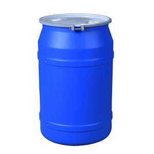 55 Gallon Blue Straight-Sided Open Head Poly Drum with 2" & 2" Bungs Lid & Metal Bolt Ring
