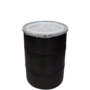 15 Gallon Black Open Head Drum 17.875" Dia. with Band x 22.5" Hgt.