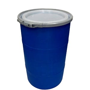 30 Gallon Blue Open Head Drum 20.25" Dia. with Band x 30.25" Hgt.