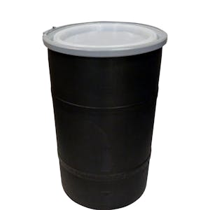 30 Gallon Black Open Head Drum 20.25" Dia. with Band x 30.25" Hgt.