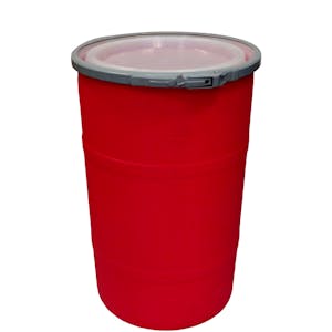 30 Gallon Red Open Head Drum 20.25" Dia. with Band x 30.25" Hgt.