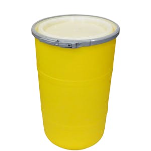 30 Gallon Yellow Open Head Drum 20.25" Dia. with Band x 30.25" Hgt.
