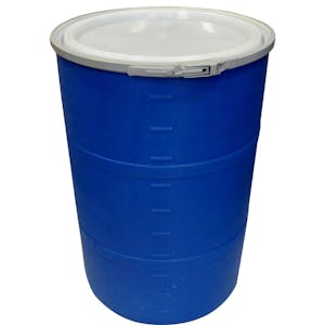 55 Gallon Blue Open Head Drum 25.625" Dia. with Band x 35" Hgt.