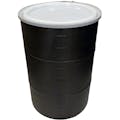 55 Gallon Black Open Head Drum 25.625" Dia. with Band x 35" Hgt.