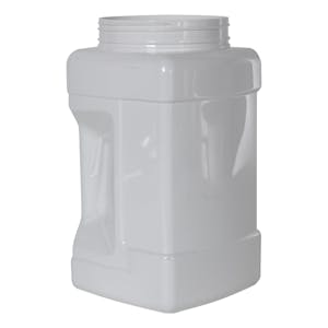 128 oz. (1 Gallon) White PET Pinch Grip-It Square Jars with 120mm Neck (Cap Sold Separately)