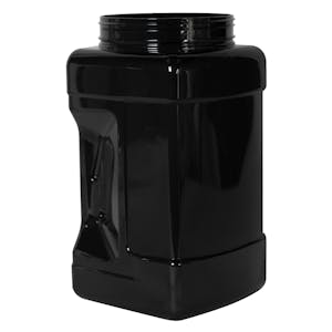 128 oz. (1 Gallon) Black PET Pinch Grip-It Square Jars with 120mm Neck (Cap Sold Separately)