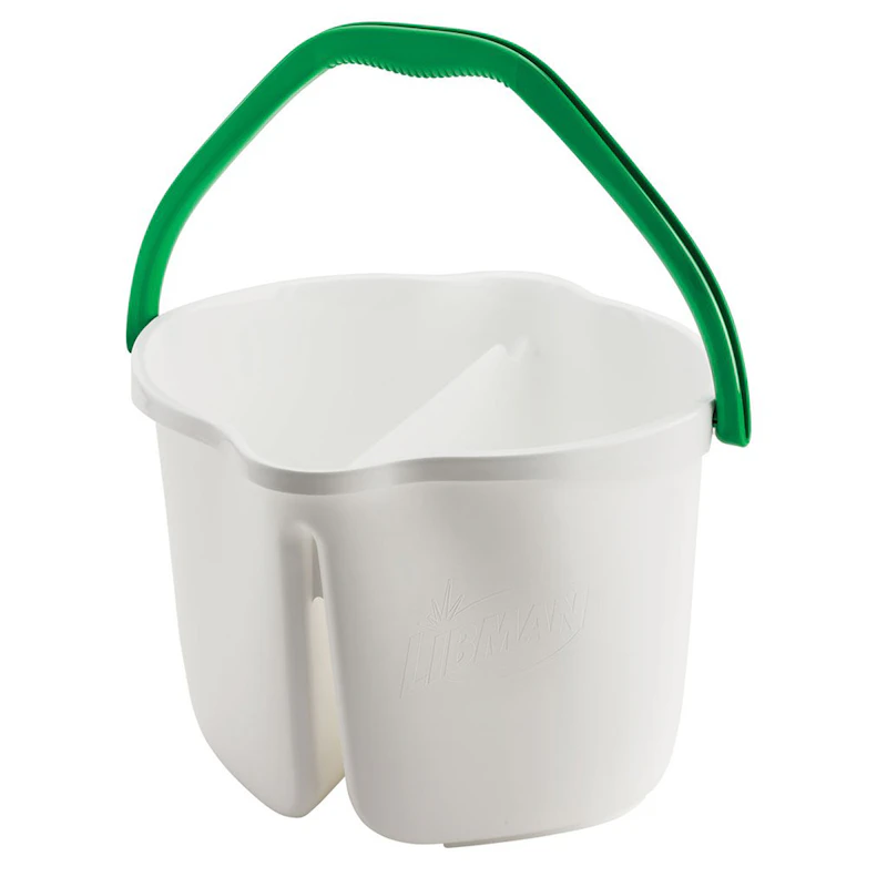 3 Gallon White Clean & Rinse Bucket with Green Handle