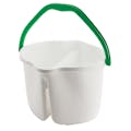 3 Gallon White Clean & Rinse Bucket with Green Handle