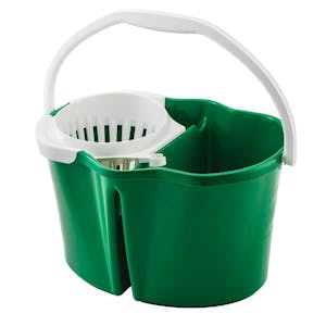 Green 4 Gallon Clean & Rinse Bucket with Wringer & White Handle