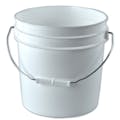 2 Gallon White HDPE Round Bucket with Wire Bail Handle & Plastic Hand Grip (Lid Sold Separately)