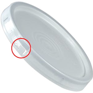 White Cover with Tamper Evident Tear Tab for 3-1/2, 5, 6 & 7 Gallon Buckets