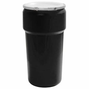 20 Gallon Black Open Head Poly Drum with Metal Lever-Lock Ring