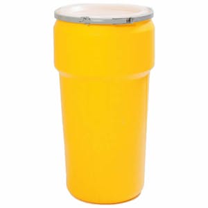 20 Gallon Yellow Open Head Poly Drum with Metal Lever-Lock Ring