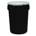 30 Gallon Black Open Head Poly Drum with Metal Lever-Lock Ring