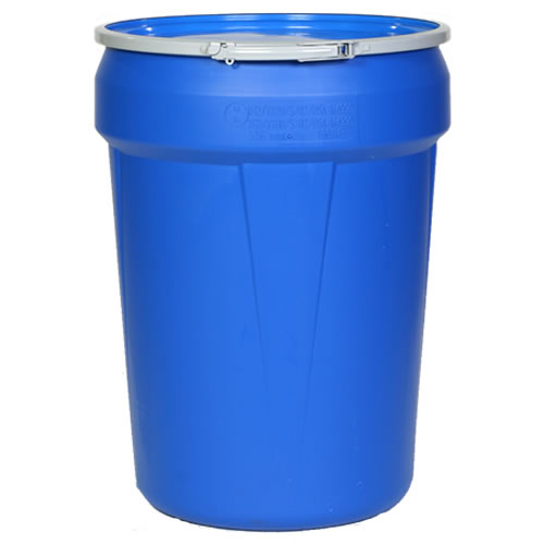 10 Gallon Blue Open Head Poly Drum with Metal Lever-Lock Ring