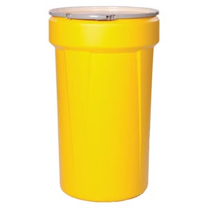 55 Gallon Yellow Open Head Poly Drum with Metal Lever-Lock Ring