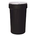 55 Gallon Black Open Head Poly Drum with Metal Lever-Lock Ring
