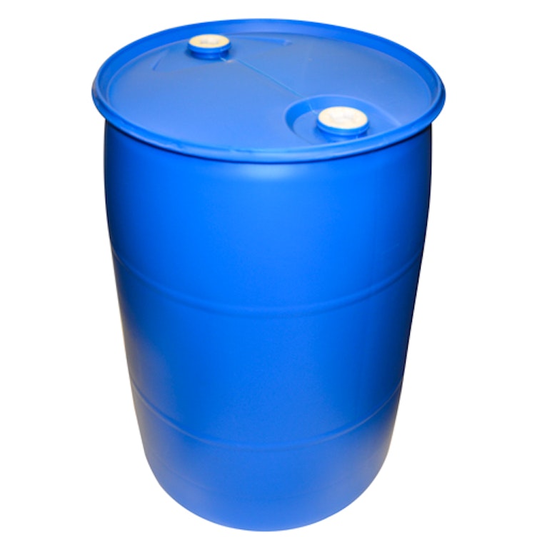 55 Gallon Closed Top Blue Poly Drum with 2 NPS & 2 Buttress