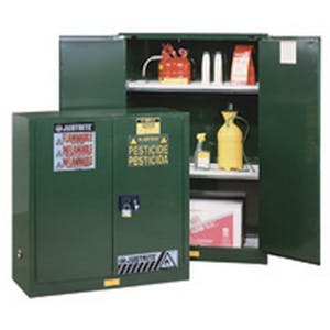 55 Gallon Manual-Close Justrite® Sure-Grip® EX Cabinet for Pesticides with Roller Assembly
