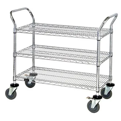 3-Shelf Wire Shelving Cart - 18" W x 36" L x 40" Hgt.