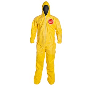 DuPont™ Tychem® 2000 X-Large Yellow Coveralls with Attached Hoods/Socks & Elastic Wrists/Face